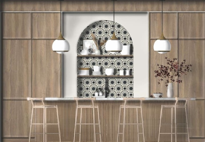 Japandi inspired kitchen elevation